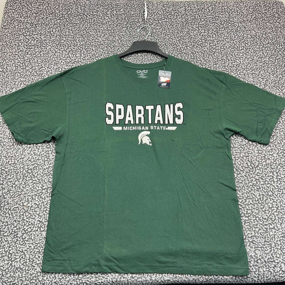 Michigan State Spartans Shirt Men XXL Green‎ OVB Short Sleeve Cotton New 2XL
